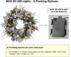 Large 28" D Pre-lit Christmas Snowy Artificial Pine Wreath w Super Big Pinecones, Succulents (35 LED Lights, 8 Flash Options) for Xmas Decor at Shop Home Front Door Living Room Wall Window (Battery)