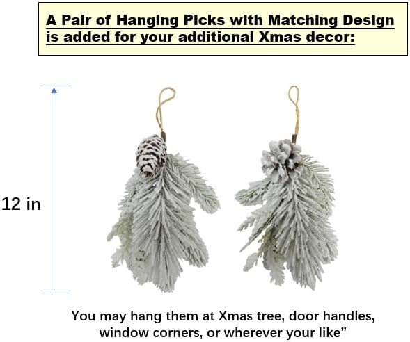 Large 28" D Pre-lit Christmas Snowy Artificial Pine Wreath w Super Big Pinecones, Succulents (35 LED Lights, 8 Flash Options) for Xmas Decor at Shop Home Front Door Living Room Wall Window (Battery)