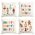 Christmas Pillow Covers 18x18 Inch Set of 4 Nutcracker Christmas Decorations Gold Gingerbread Merry Christmas Throw Pillow Cases Xmas Outdoor Winter Decor Decorative Pillows for Couch Holiday Party