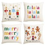Christmas Pillow Covers 18x18 Inch Set of 4 Nutcracker Christmas Decorations Gold Gingerbread Merry Christmas Throw Pillow Cases Xmas Outdoor Winter Decor Decorative Pillows for Couch Holiday Party