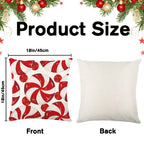 Heirloom Haven 4pcs Christmas Pillow Covers Decoration,18x18in Red Candy Pillow Case Merry Bright Holly Throw Pillow Covers Cushion Cases for Winter Holiday Seasonal Farmhouse Couch Sofa Home Decor