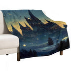 Wizard Castle Halloween Blanket Flannel Goth Throw Blanket Lightweight Soft Warm Cozy Travel Blanket Fit Couch Sofa Bed Living Room Bedroom Gift for Women Men Girls Boys All Season 60"x80"