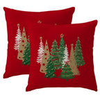 RABUSOFA Christmas Pillow Covers 18x18 Inch Tree Decorations Red Velvet Throw Pillow Cases Xmas Christmas Decor Winter Decorative Pillows for Couch Holiday Soft Gold