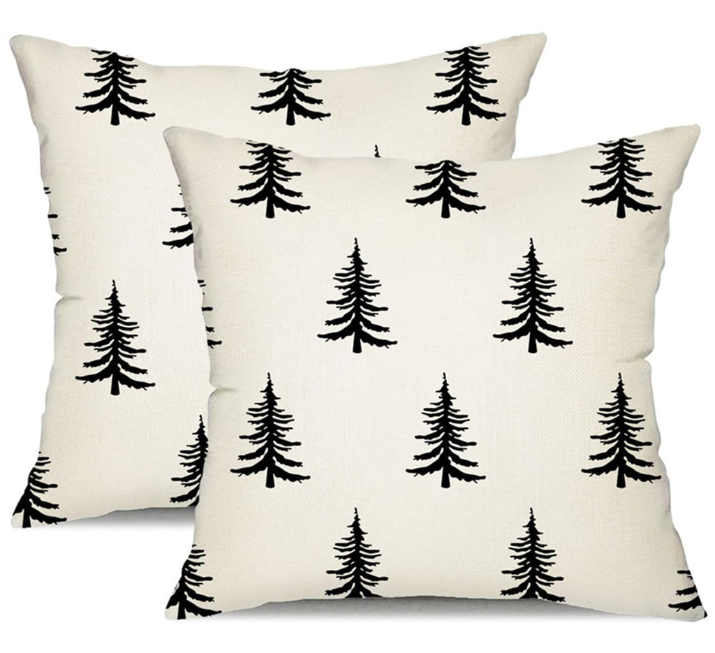 DFXSZ Christmas Pillow Covers 18x18 inch Set of 2 Christmas Tree Decorative White Throw Pillow Covers Winter Famliy Decoration for Home Couch TH-30A18