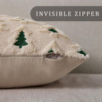 Allorry Christmas Pillow Covers 18x18 Set of 2 Beige Double Xmas Tree Pillow Covers Soft Plush Faux Fur Christmas Decorations for Xmas Winter Holiday Home Bedroom Sofa Cushion Cases PT-008C18
