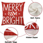 Heirloom Haven 4pcs Christmas Pillow Covers Decoration,18x18in Red Candy Pillow Case Merry Bright Holly Throw Pillow Covers Cushion Cases for Winter Holiday Seasonal Farmhouse Couch Sofa Home Decor