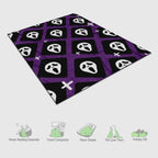 Halloween Spooky Face Blanket, Purple and Black, Soft Ghost Throw for Travel, Office, Home (60" x 50")