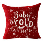 Andreannie Set of 4 Merry Christmas Snowflake Let It Snow Baby It's Cold Outside Red Deer Cotton Linen Decorative Pillow Cover Cushion Case for Sofa Bed Couch Home Decor Square 18 inches