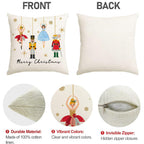 Christmas Pillow Covers 18x18 Inch Set of 4 Nutcracker Christmas Decorations Gold Gingerbread Merry Christmas Throw Pillow Cases Xmas Outdoor Winter Decor Decorative Pillows for Couch Holiday Party