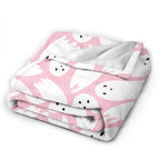 PDDCWAY Pink Halloween Blanket 40"x50" Cartoon Ghost Fleece Throw Blanket for Bed Sofa Couch Kids Kawaii Cute Plush Blanket Pink Fuzzy Blankets Bedroom Flannal Blankets