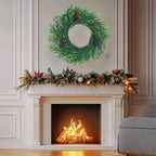 20 inch Christmas Wreath for Front Door - a Realistic Blend of Artificial Wreaths and Pine Cones, Used to Decorate Walls, Windows, porches, farmhouses, Indoor and Outdoor Decorations
