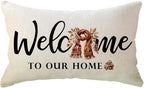 Fall Welcome Throw Pillow Covers 12 x 20 Inch Farmhouse Autumn Seasonal Holiday Decorative Lumbar Pillowcases Scarf Maple Leaves Cushion Covers for Front Porch Decor Housewarming Gifts (Brown)