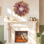 Fall Wreaths for Front Door 24 Inch, Outdoor Wreaths with Artificial Willow Leaves and Berries, Autumn Wreath for Front Door Indoor Wall Window Farmhouse Thanksgiving Halloween