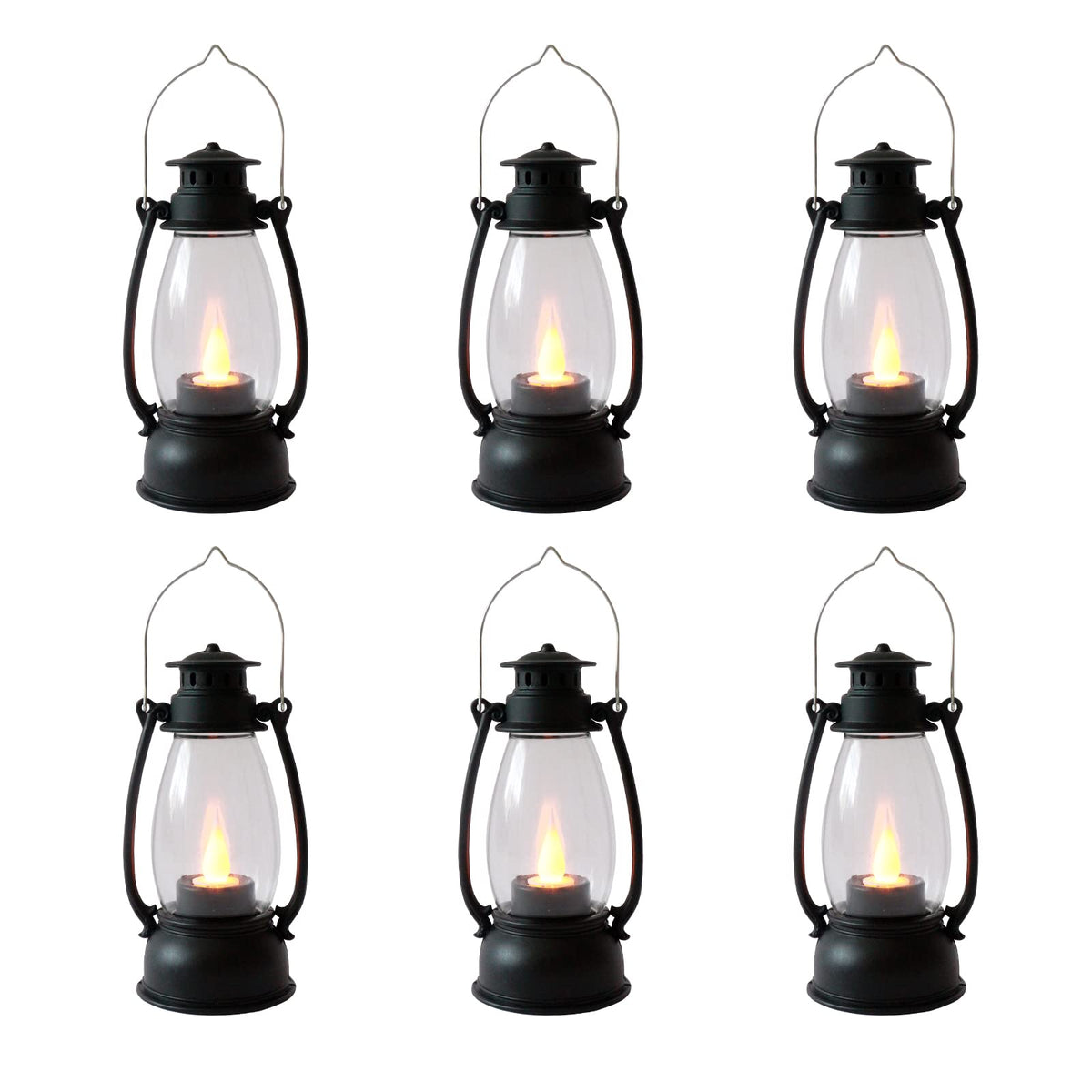 Reperla 5.1 inch Mini Lanterns 6-Pcs LED Candle Small Lanterns Decorative Indoor Outdoor Hanging Light Ornaments Home Decor for Weddings Western Camping Party Halloween Christmas Decorations