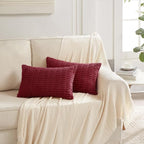 Fancy Homi Wine Red Christmas Lumbar Decorative Throw Pillow Covers 12x24 Inch for Living Room Couch Bedroom, Farmhouse Boho Home Decor, Soft Corduroy Burgundy Rectangle Cushion Case 30x60 cm