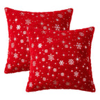 MIULEE Set of 2 Christmas Decorative Throw Pillow Covers Soft Faux Fur Winter Pillow Covers with Silver Snowflake Glitter Holiday Festival Pillowcases for Couch Sofa Bed, 18×18inch, Red