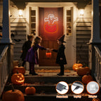 Halloween Pumpkin Neon Sign Decor Indoor, Ghost Halloween Window Lights Decorations LED Neon Sings for Wall Decor (Ghost Pumpkin)