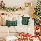 TBAVNOSY Christmas Tree Pillow Covers Set of 2 18x18 inches, 3D Xmas Tree Shaped Faux Fur Throw Pillow Covers for Couch, Sofa, Living Room Winter Holiday Decor, Farmhouse (Dark Green)