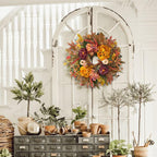 WANNA-CUL 24 Inch Fall Harvest Front Door Wreath Autumn Thanksgiving Decor