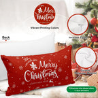Lanpn Christmas Lumbar Throw Pillow Covers 12x22 Set of 4, Merry Christmas Winter Xmas Snowflake Decorative Holiday Cushion Pillow Cases 12 x 22 for Indoor Farmhouse Home Room Couch Decor (Red)