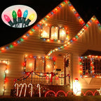 50Ft Multicolor C7 Vintage Christmas Lights String Colored Christmas Tree Lights with 50 + 5 Pack E12 Color Bulbs, for Light up Christmas Tree Home Stair Yard Indoor Outdoor Christmas Decorations, 5W
