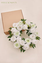 WELL KNOWN Fall & Winter White Wreaths for Front Door, Silk Aritificial Peony Wreath for Front Door Porch, Indoor Wall Window Home Decor, Farmhouse Thanks Giving Christmas Party Wediing Decor & Gift