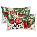 AACORS Christmas Pillow Cover 12X20 Set of 2, Baubles Christmas Tree Stars Joy Decoration Holiday Farmhouse Winter Pillow Case for Sofa Couch Decor（Red） AA613-12-2