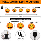 PASUTO Halloween Decorations Light Halloween Pumpkin Lantern String Lights, 10 Pack Jack O Lanterns Pumpkins Lights Plug in, 8.5FT Mini Pumpkin Light Connectable Indoor/Outdoor Halloweens Decorations