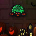 Halloween Pumpkin Lights, LED Connected Jack O Lantern With Light Up Green Moon, Bat Spider Web & Trick or Treat Wording, USB & Battery Powered With Timer, Halloween Decorations Kids Wall Window Art