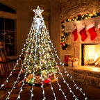 Aokudoni Christmas Decorations Outside, 12.6FT 350 LED 8 Modes Star Christmas Lights Outdoor for House Yard Porch Holiday Decoration, Cool White