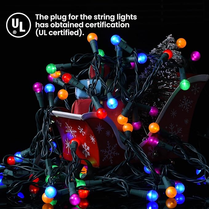Christmas Lights Outdoor 19Ft 70 LED Chritmas Globe String Lights with Pearlized Glass Bulb UL Certified Christmas Tree Lights for Tree Decor
