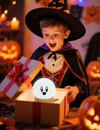 BANDIANCY Ghost Stumps Lamp, Cute Ghost LED Night Light, Halloween Party Decorations Indoor, Halloween Centerpieces Decorations for Table, Shelf, Fireplace