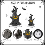 Lifnatty Halloween Tree Lights Decorations 2 Pack – Haunted Tree with Glowing Eyes, Battery Operated Halloween Tabletop Decorations for Home, Mantel, Party & Indoor Haunted House Decor