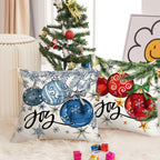 AACORS Christmas Pillow Cover 20X20 Inch Baubles Christmas Tree Stars Joy Decoration Holiday Farmhouse Winter Pillow Case for Sofa Couch Decor（Blue） AA614-20