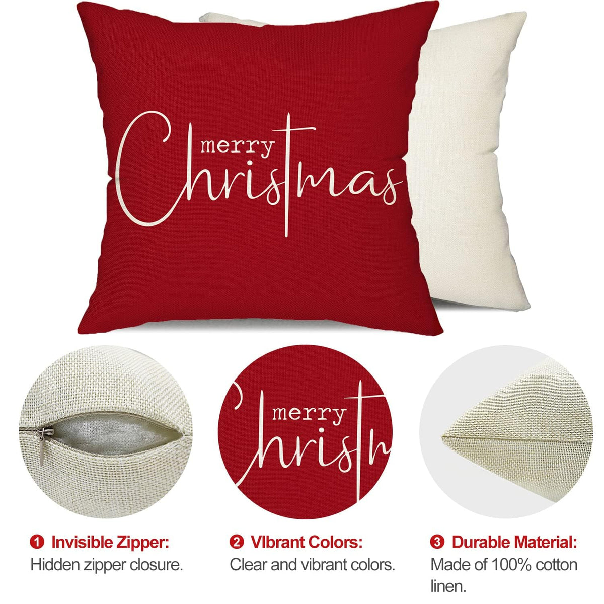DFXSZ Christmas Throw Pillow Covers 20x20 Inch Set of 2 Merry Christmas Farmhouse Decorations Believe Holiday Decor Throw Cushion Case for Home Couch