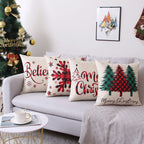 Coeufuedy Christmas Pillow Covers 18x18 Set of 4 Farmhouse Pillow Covers Holiday Rustic Linen Pillow Case Christmas Decor Pillowcase for Sofa Couch Bed and Car