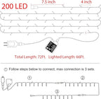 Christmas String Lights 66Feet 200 Led Twinkle Fairy Lights String with 8 Light Modes for Christmas Trees Garland Wreath Wedding Indoor Outdoor Holiday Decorations with White