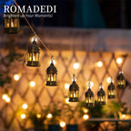 Romadedi Mini Lanterns Decorative for Centerpiece: 10pcs Hanging Small Gold Lantern Bulk with Flickering LED Candles for Wedding Decor Party Table Decorations Christmas Halloween, Batteries Included