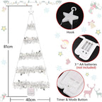 Toodour Christmas Decorations Indoor Lights, 2.65ft LED Christmas Lights, Cool White Wall Window Hanging Light, Battery Operated Holiday Decoration for Outdoor Garden New Year Home Decor