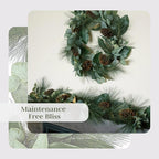 CG Hunter Holiday Collection Faux Wreath, Premium Artificial Indoor and Outdoor Large 28" Magnolia, Eucalyptus, Pinecone, Needle Pine Christmas Wreath, Christmas Decorations and Holiday Greenery