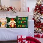 Tatuo 6 Pcs Christmas Santa Claus Nutcracker Throw Pillow Cover Nutcracker Santa Cushion Decoration 18 x 18 Inch Pillowcase Holiday Decoration for Sofa Couch Bed