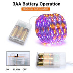 Joomer Orange Purple Battery Halloween Fairy Lights, 2 Pack 16.4FT 50LED 2 Modes Twinkle String Lights for Indoor Outdoor Halloween Decorations