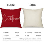 Allorry Christmas Pillow Covers Merry Christmas Throw Pillow Decorative Christmas Red Cotton Cloth Linen Cloth Pillow Cover Sofa Cover Decorative Rectangle Length 18X18 inches