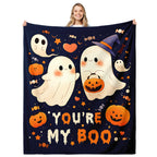 60×50 Halloween Throw Blanket for Women Men, Summerween Couple Boo Throw Blanket, Halloween Fall Flannel Blankets Hallo-Ween Boo Basket Stuffers for Him Her National Boyfriend Day Sofa Blankets