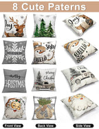 multiwins Christmas Decorations Set of 4 Double-Sided Print Christmas Pillow Covers 20" x 20", with 8 Cute Patterns, Throw Pillow Covers Perfect for Home Christmas Decor