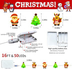 pozzolanas Christmas Fairy Lights, LED Christmas Tree Santa Claus Snowman Moose Lights Decoration, Waterproof Battery Powered Indoor Outdoor Decoration String Lights - 1Pack