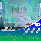 500 LED Christmas Lights Outdoor 165FT Connectable String Lights Indoor 8 Modes Clear Wire Plug in Waterproof Twinkle Fairy Lights for Bedroom Christmas Tree Party Decorations, Blue&Green