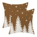 CXMEIFLY Christmas Pillow Covers 18x18 Inch Set of 2 Brown Cream Christmas Tree Snowflakes Decor Throw Pillows Winter Xmas Holiday Outdoor Cushion Cases for Couch Bed Decorations