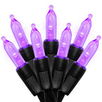 MULTI-SPARKING Battery Operated Halloween Lights 16ft 50 LED Mini String Lights for Small Tree, Wreath, Crafts, Indoor/Outdoor Halloween Decor, 8 Modes & Memory Function, Black Wire-Purple
