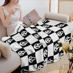 YWZDS Spooky Face Throw Blanket, Black and White Checkered Pattern, Halloween Ghost Blankets Fuzzy Gifts for Sofa Couch Bedroom (40 * 50 inch)
